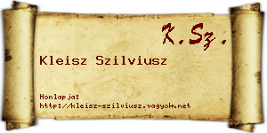 Kleisz Szilviusz névjegykártya